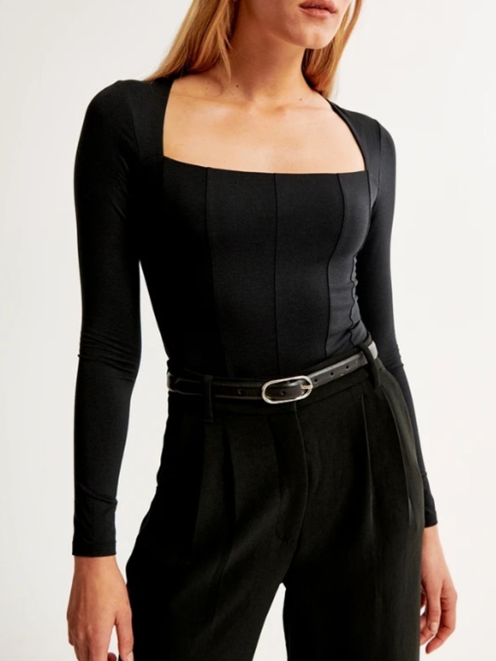 Abercrombie- XS- Black Squareneck Long Sleeve Bodysuit